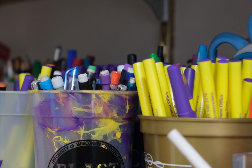 Pens on display as a part of The Backpack program.
