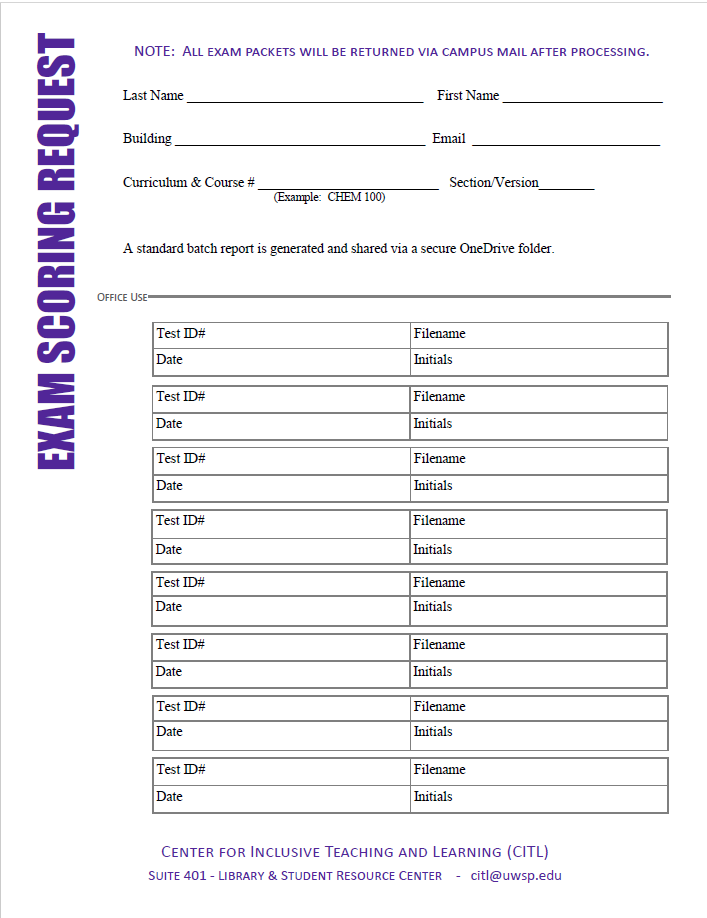 exam scoring form