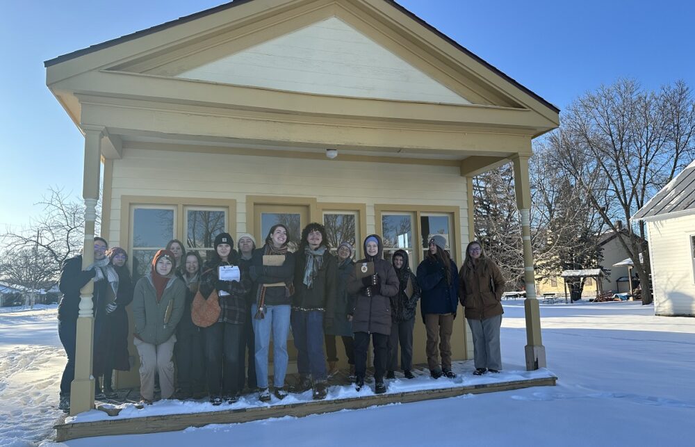 UWSP students visited Heritage Park early in the spring semester to learn about their project.