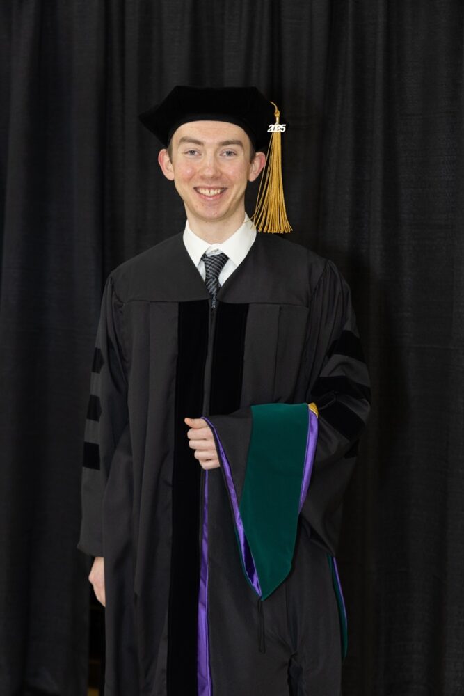 Joshua Brown earned his doctorate at the December 2025 commencement ceremony.