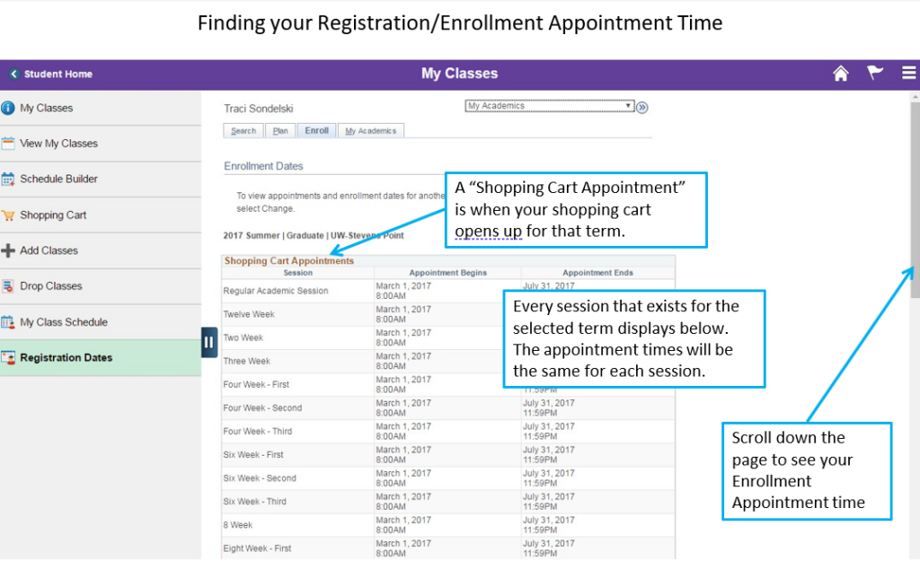 Shopping cart appointments