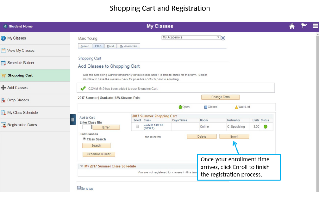 Enroll button to finish registration