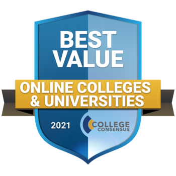 Best Value Online Colleges & Universities 2021 College Consensus Badge
