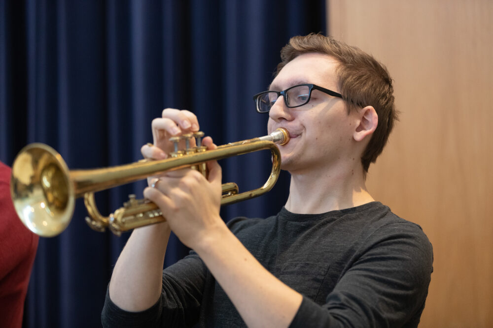 Student playing the trumpet