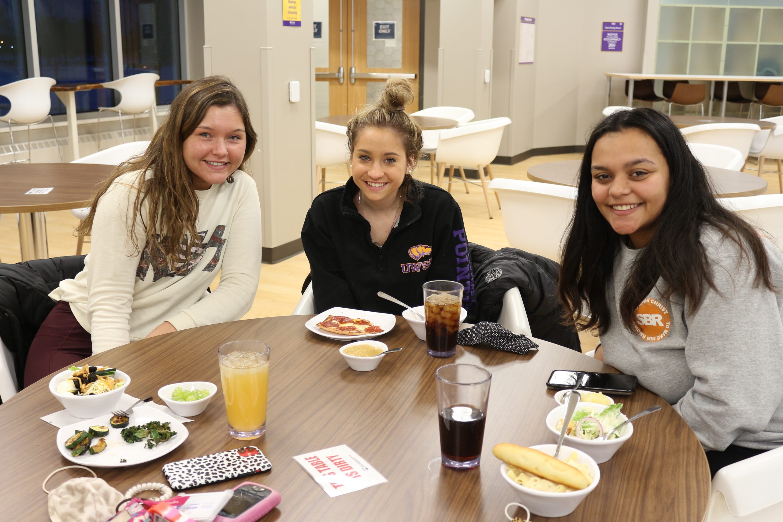 Group of UWSP students eating at the UWSP Upper Dining Hall
