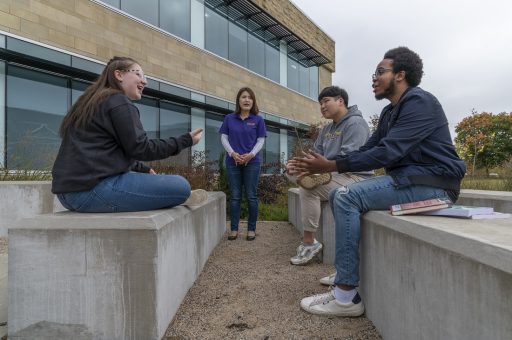 students in outdoor learning space