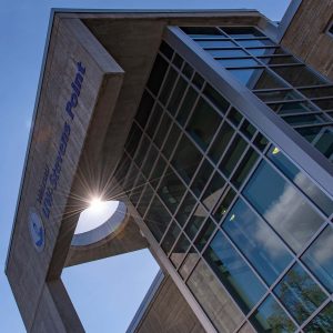 Wausau main campus building outside on a sunny day.