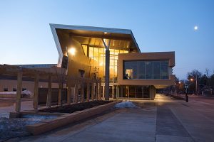 Dreyfus University Center at dusk.