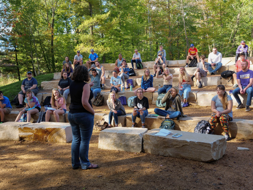 Students participate in an outdoor class at Schmeeckle Reserve on the UW-Stevens Point campus.