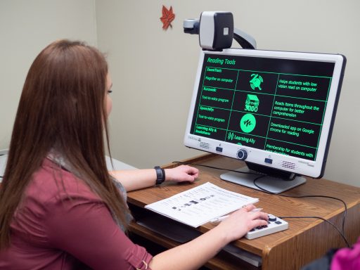 Student using assistive technology computer