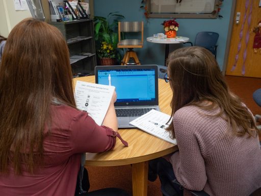 Two students sitting at computer