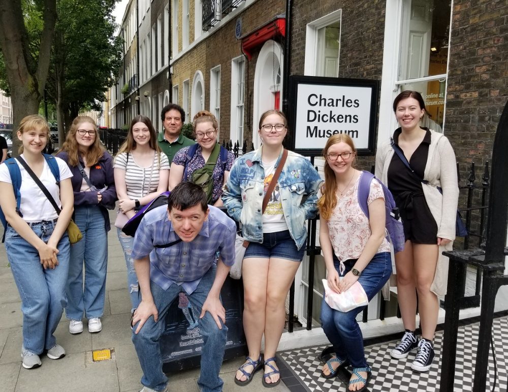 Students in Professor Robert Sirabian's English course visit the Charles Dickens Museum in London.