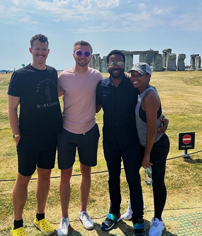 Zach Finnegan and friends at Stonehenge