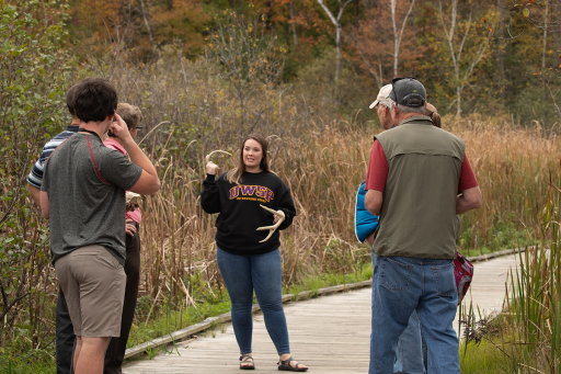 Environmental Education and Interpretation student leads a public program at Schmeeckle Reserve.