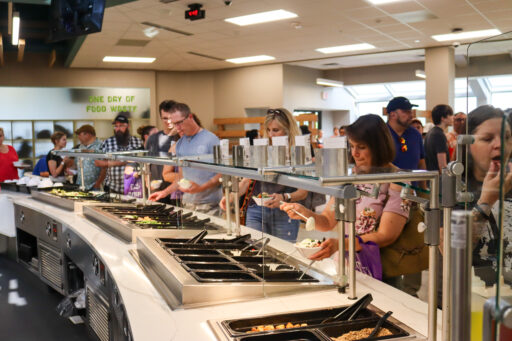 Students and Parents being served at Upper DeBot Dining Center