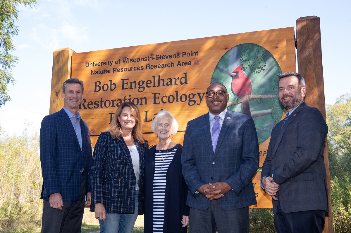 Family, administrators by the Engelhard land donation sign