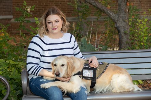 Randi Miranda and her service dog, Abbey