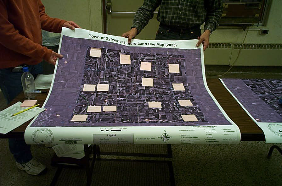 community map with post it notes for planning