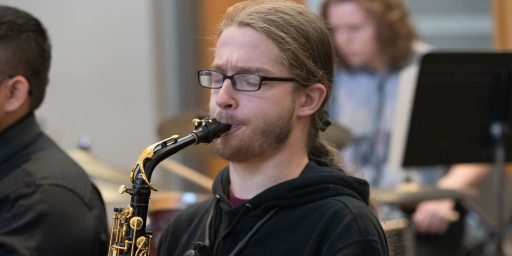 UWSP Student Playing Saxophone