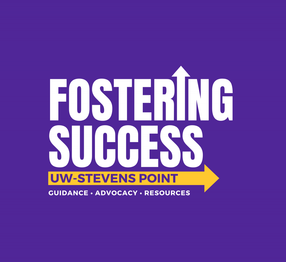 Purple, yellow, and white graphic of "Fostering Success"
