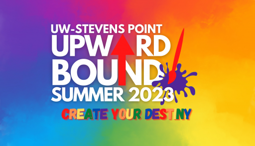 Rainbow themed logo of Upward Bound program.