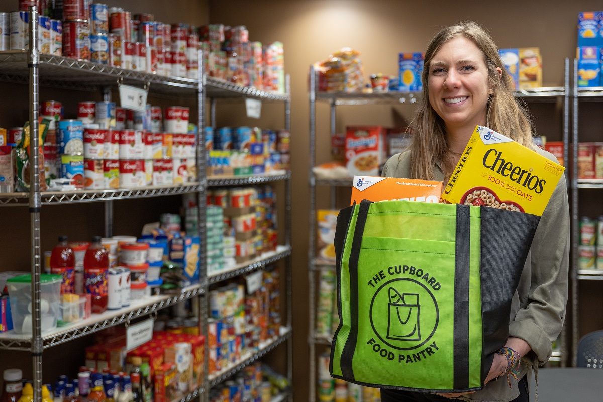 Student Amber DeValk, operations coordinator for The Cupboard food pantry at UWSP
