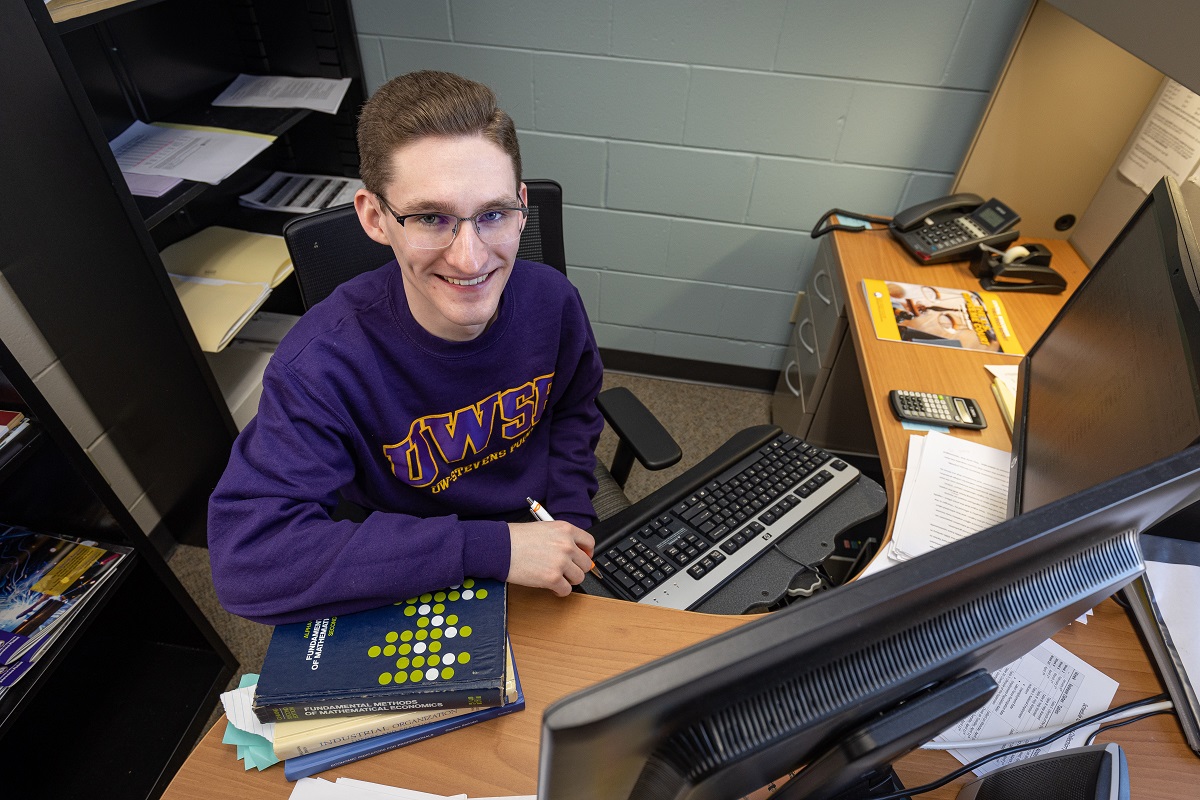 Kyle Pulvermacher, an actuarial mathematics major and economics minor, is among the six UWSP students presenting their work at Research in the Rotunda.