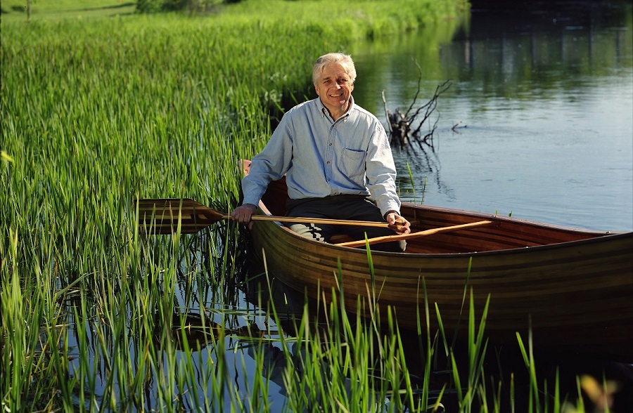 Byron Shaw in canoe on waters he fought to protect