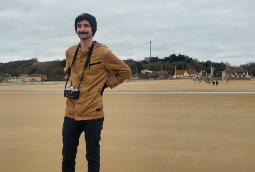 Anthony Spiegel, a UW-Stevens Point senior, is the first UW-Stevens Point student to win a national Gilman Scholarship to study abroad. Here, he visits the D-Day Omaha beach in Normandy, France.