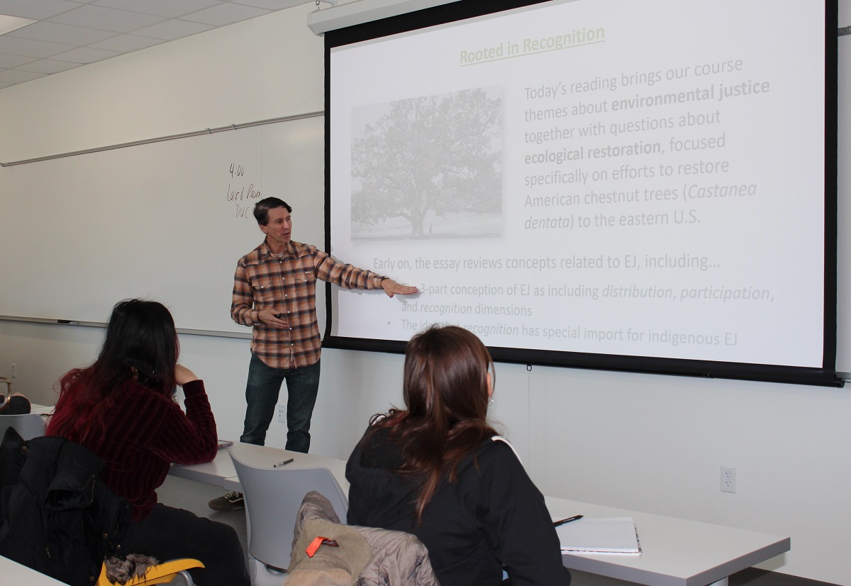 Professor Chris Diehm, philosophy, teaches a class on environmental ethics at UW-Stevens Point. The program is marking 50 years on campus.