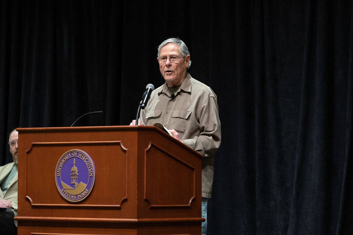 J. Baird Callicott discusses the longevity of the UW-Stevens Point environmental ethics course during a 50th anniversary event in April. 