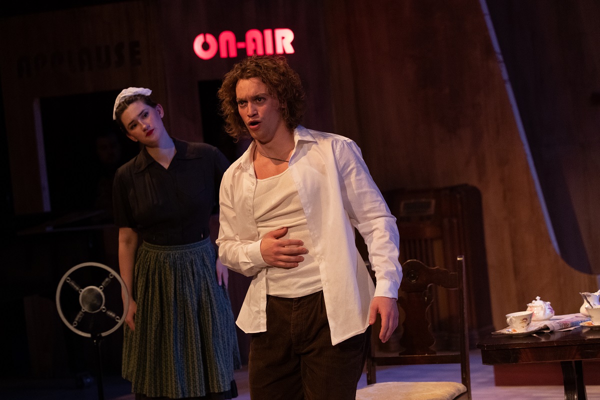 Chandler Benn and soprano Natalie Romanick in The Old Maid and the Thief, an American opera performed at UW-Stevens Point this spring. The vocal performance majors graduated in May.