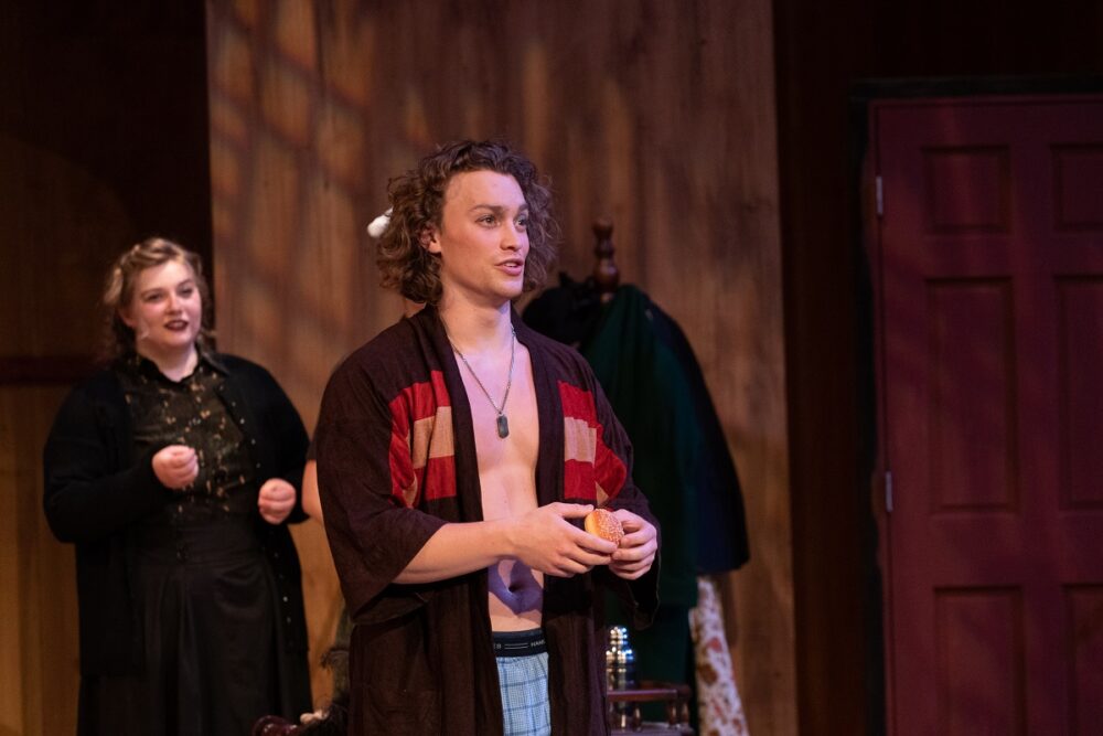 Vocal performance major Chandler Benn sings in the opera The Old Maid and the Thief at UW-Stevens  Point in spring 2023.