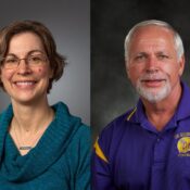 Professor Sarah Orlofske, biology, and Mike Okray, athletics, were among those honored at the 2023 University Awards.