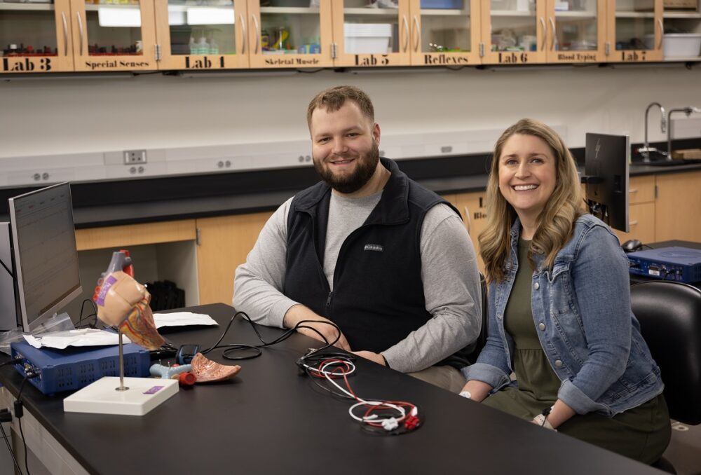 Recent graduate Mitch Imlah and associate professor of biology Jennifer Bray.