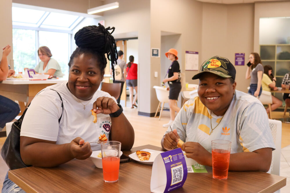 Student Dining with parent at Upper DeBot Dining Center