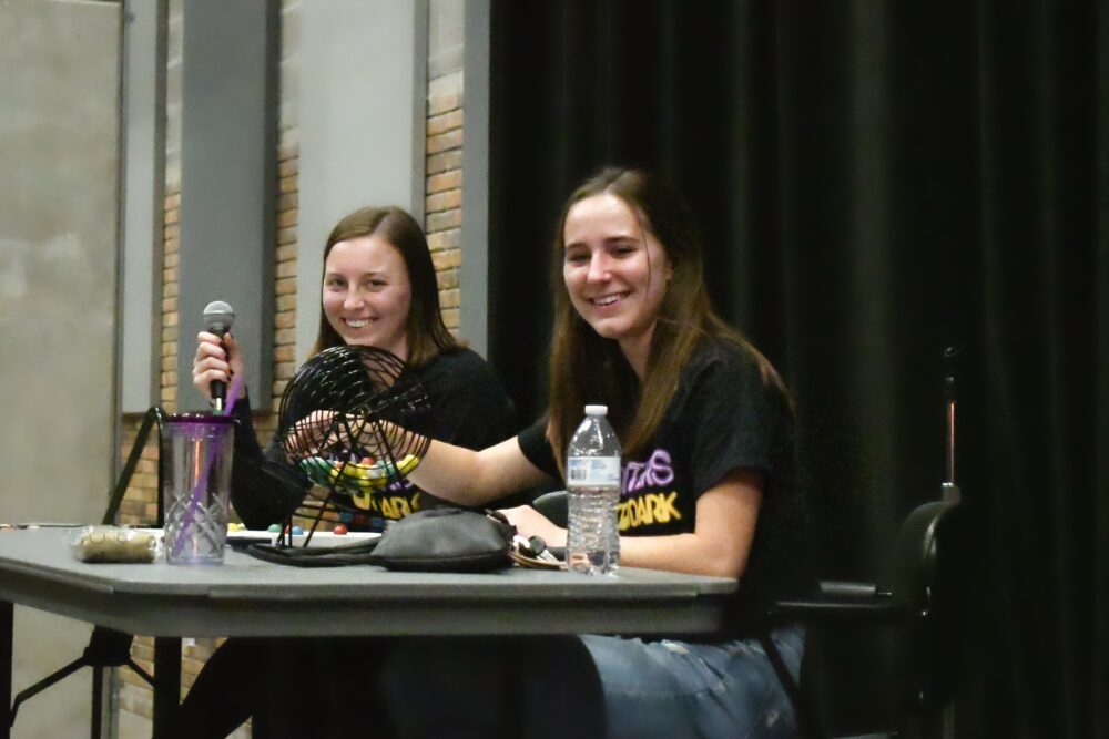 Students manning bingo game