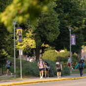 Students walk on campus on the first day of classes at UW-Stevens Point. The university saw an increase in first year, graduate and transfer student enrollment this fall.