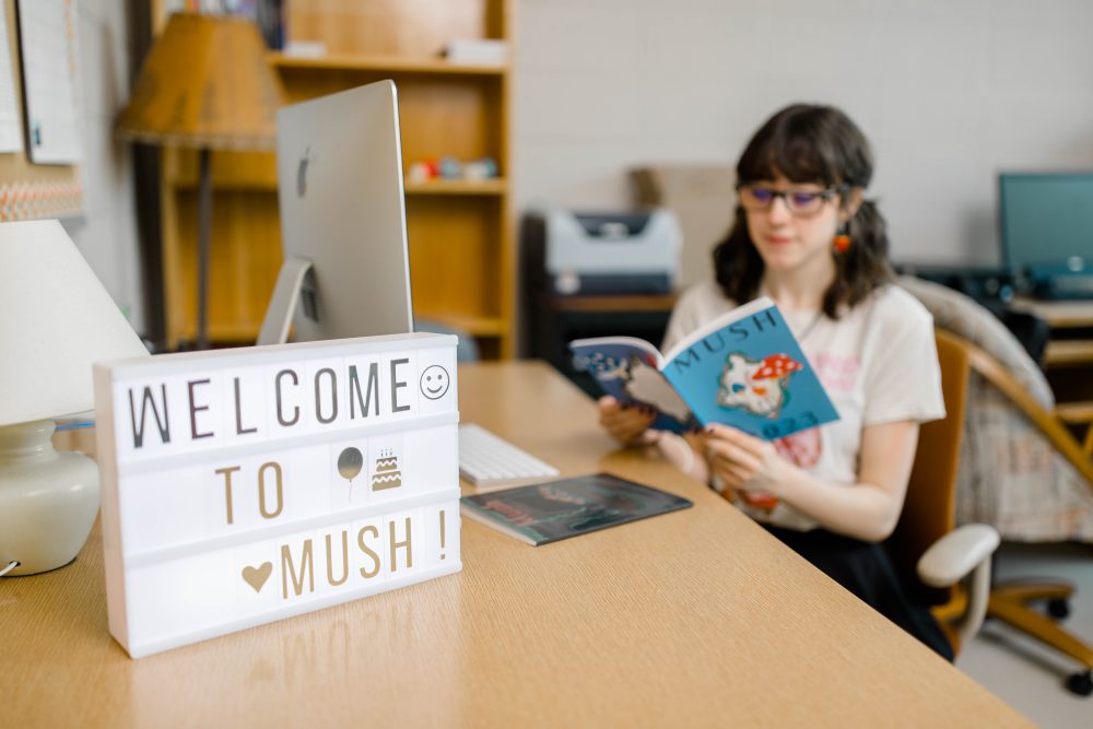 A student reading a book