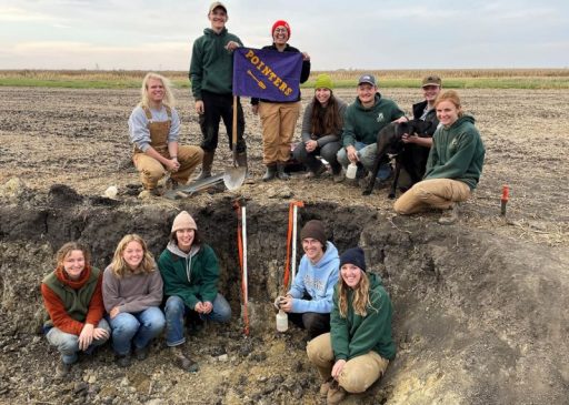 Members of the UW-Stevens Point Soil Judging Team work on identifying different types of soil. The team recently took second place in the Region 3 Collegiate Soils Contest.