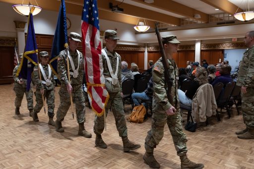 Student members of the ROTC Color Guard will present the colors at a ceremony honoring veterans at UW-Stevens Point on Friday, Nov. 10.