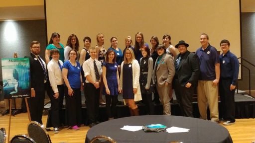 Associate Professor Ross Tangedal, English, with members of his first Editing and Publishing class at their fall 2016 Cornerstone Press book launch.