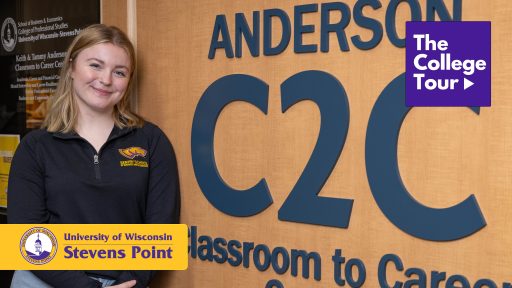 Student in front of the Anderson C2C Center