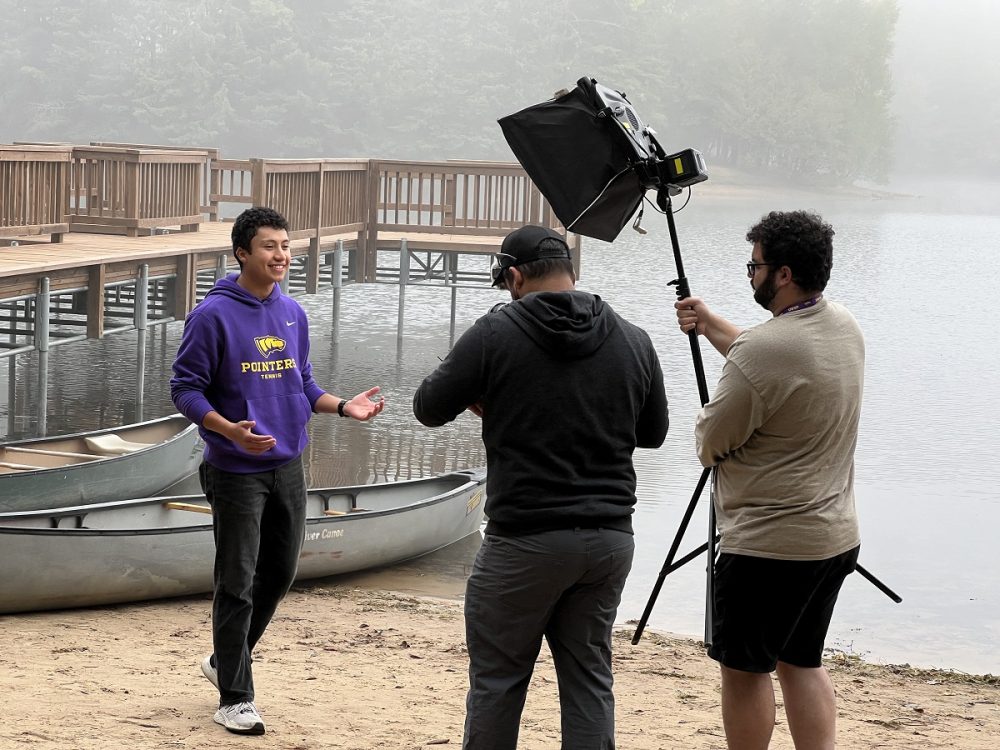 Sam Zapata films at Lake Joanis in Schmeeckle Reserve.