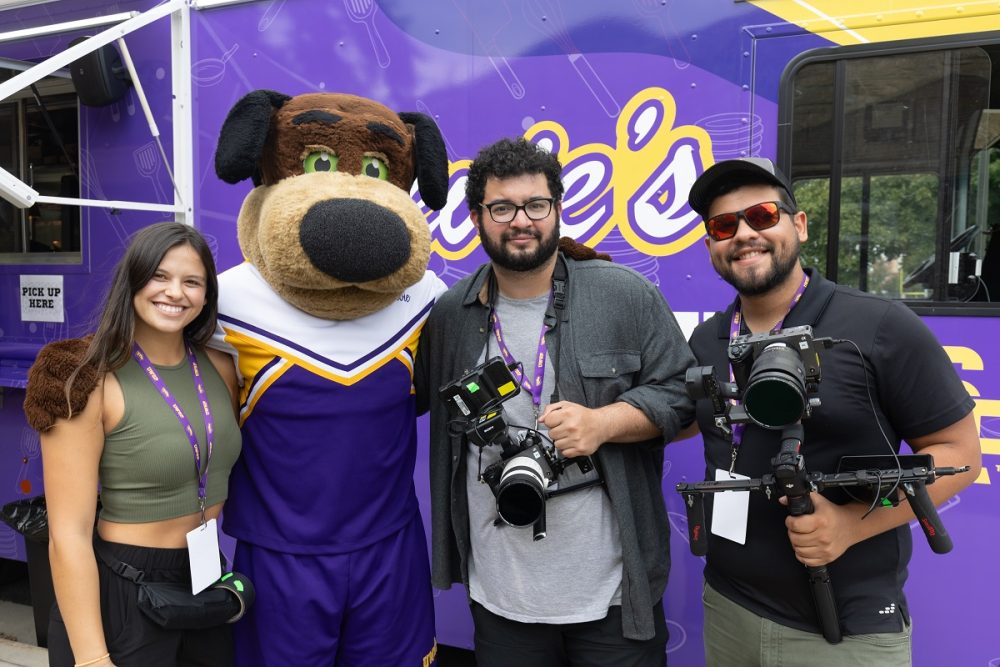 Members of the film crew hang out with Stevie Pointer.