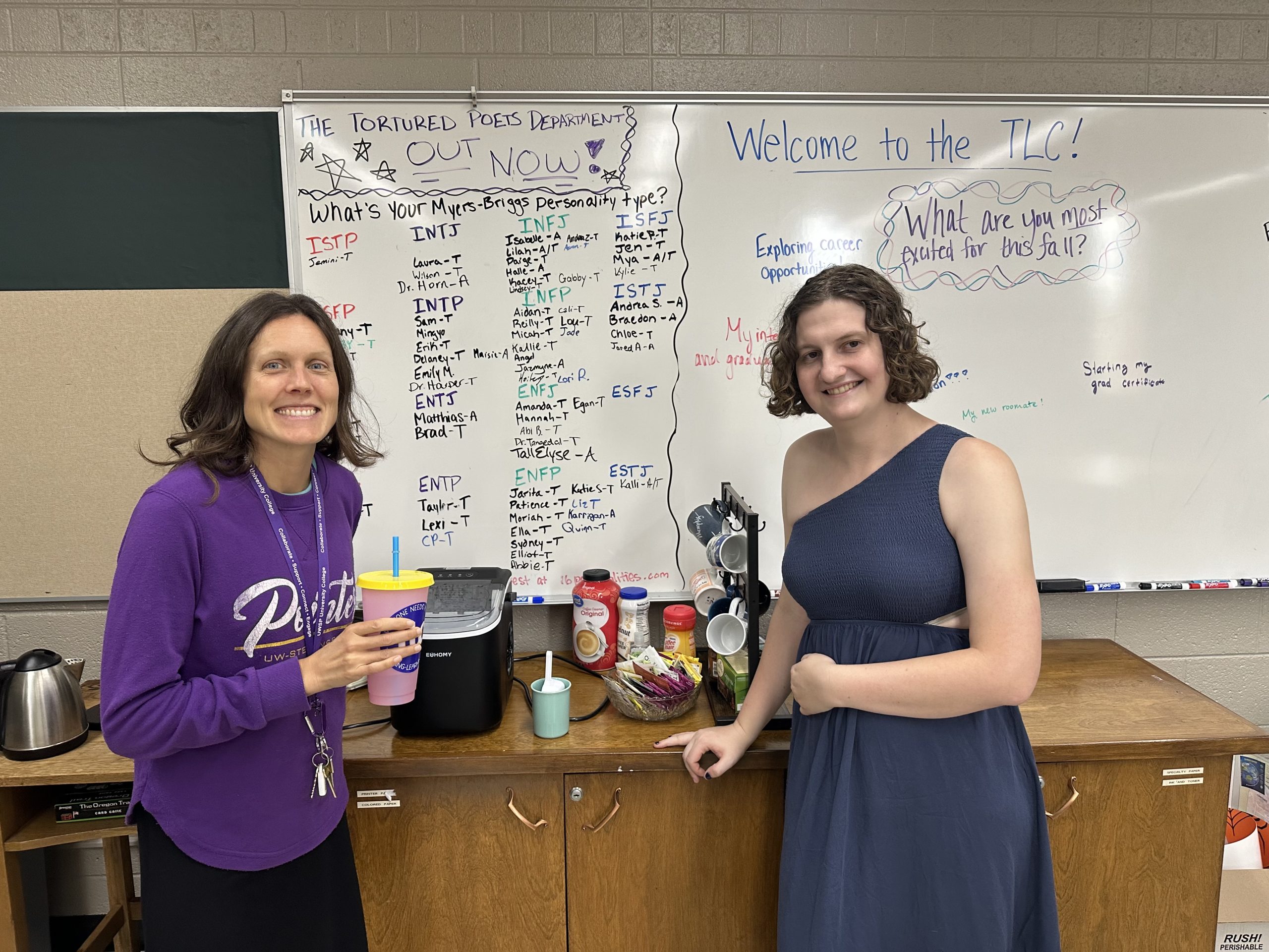 White (left) and Christison (right) enjoy the community aspect of the main TLC location in CCC 234.