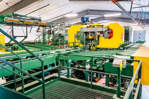 Commercial-scale training sawmill at Northcentral Technical College, funded by an $8 million grant to the Wisconsin Forestry Center.