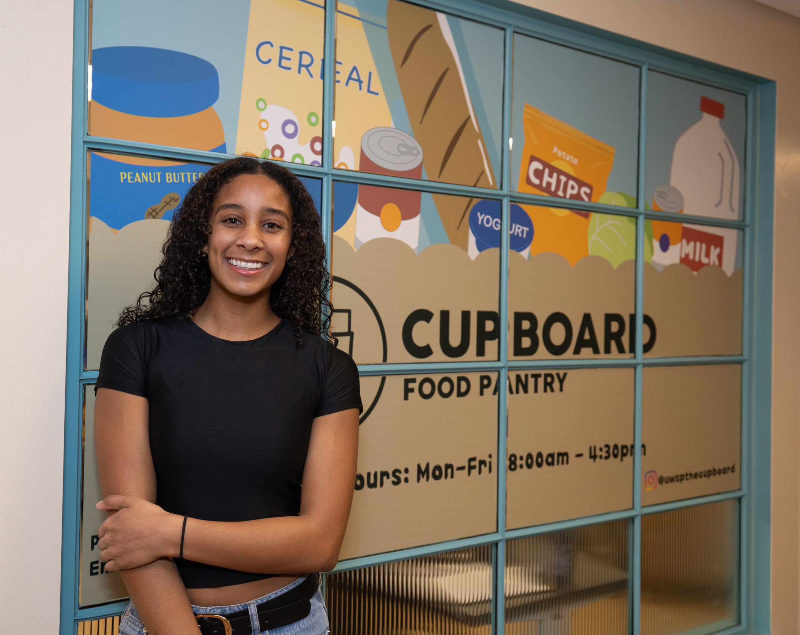Kya Smith designed a window cling with the goal of enhancing student privacy at the Cupboard.