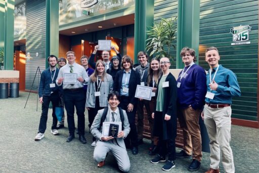 UW-Stevens Point’s student-run radio station, WWSP-90fm, was recognized with numerous awards from the Wisconsin Broadcaster’s Association 2025 Student Awards for Excellence.