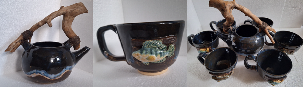 UW-Stevens Point biology major Alison Hesse paired with fisheries scientist Lonnie Parry from UW-Madison to create a tea set that represents the interconnection between Parry’s work and the many anglers she works with on the shores of Lake Michigan and the Milwaukee River.
